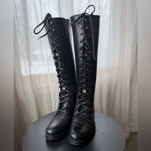 RARE FRYE Melissa Button Lace-Up Knee-High Boots NWOB